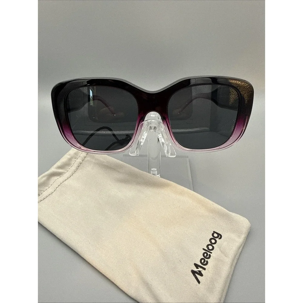 Fit over Meeloog SunGlasses Genuine-Polarized Lenses-Purple Translucent with bag